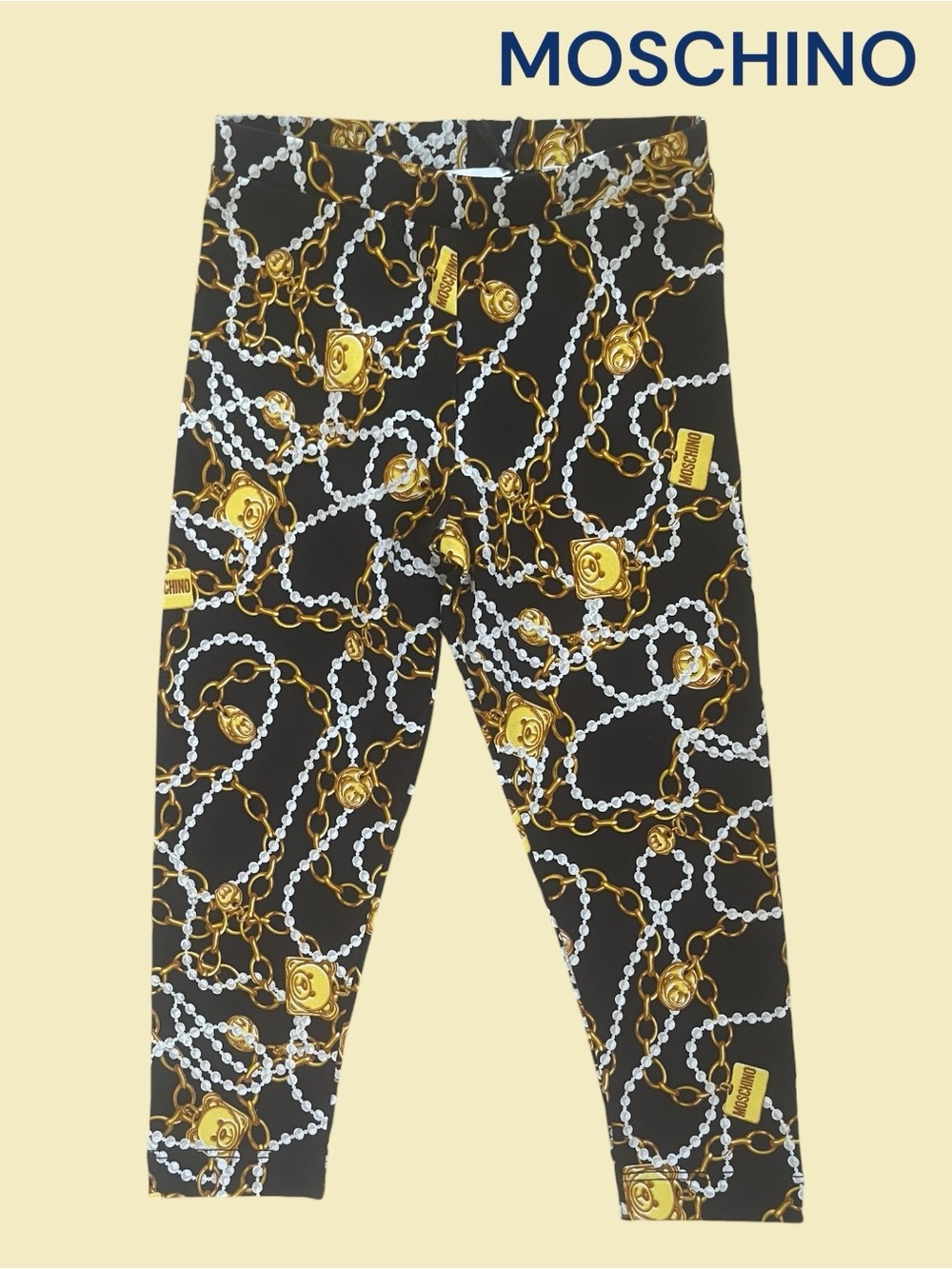 Moschino Baby Black & Gold Chain Print Leggings NEW w/Tags SEASON 18-24 Month